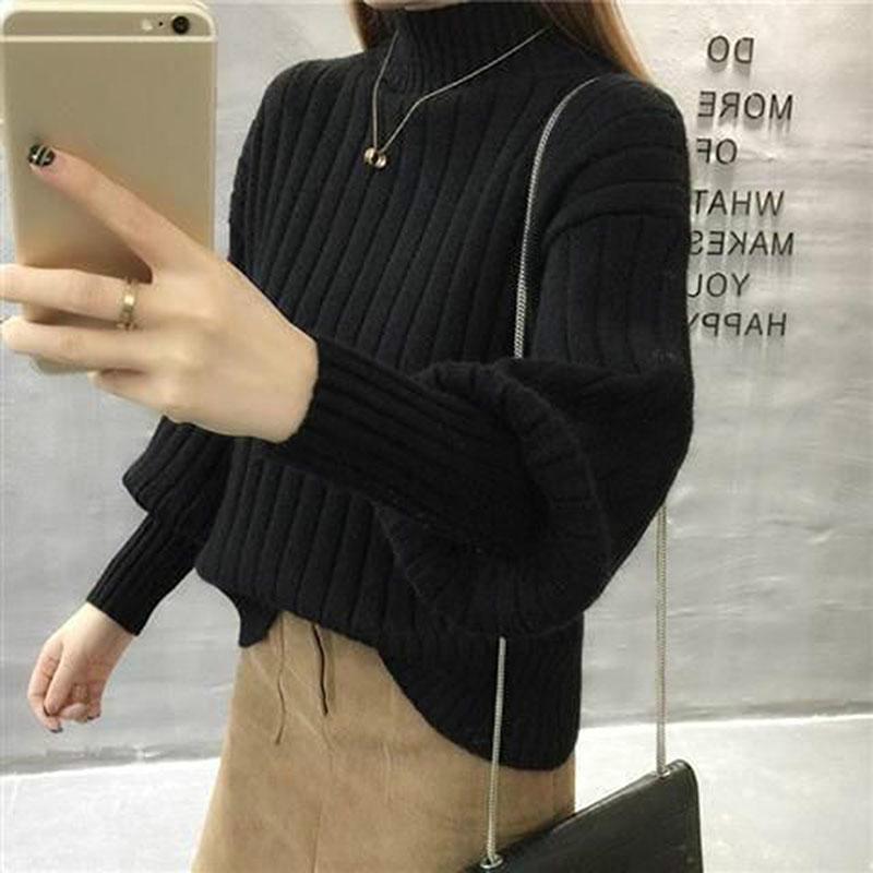 Wearing a sweater outside autumn and winter turtleneck sweater women thick sweater to keep warm