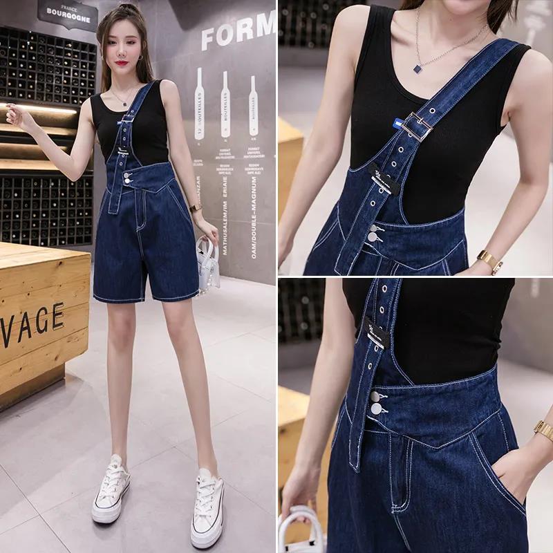 Summer Denim Jumpsuit Woman Jeans Long Romper Pants Zipper Pockets Sleeveless Adjusted Overalls Jeans Trousers