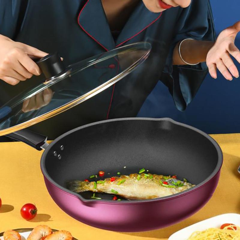 Non-stick Wok Household Cooking Pot and Pans Family Dinner Wok Tableware Household Pan Frying Pan with Cover