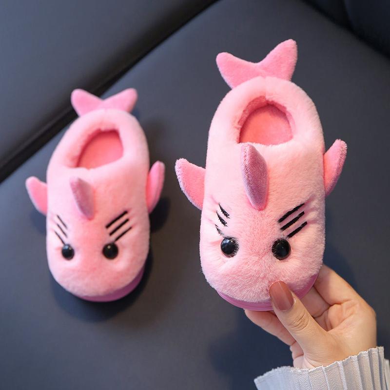 Children's Cotton Slippers Winter Cartoon Fish Boys and Girls Warm Thick Anti-skid Soft Bottom Home Indoor Baby Cotton Shoes