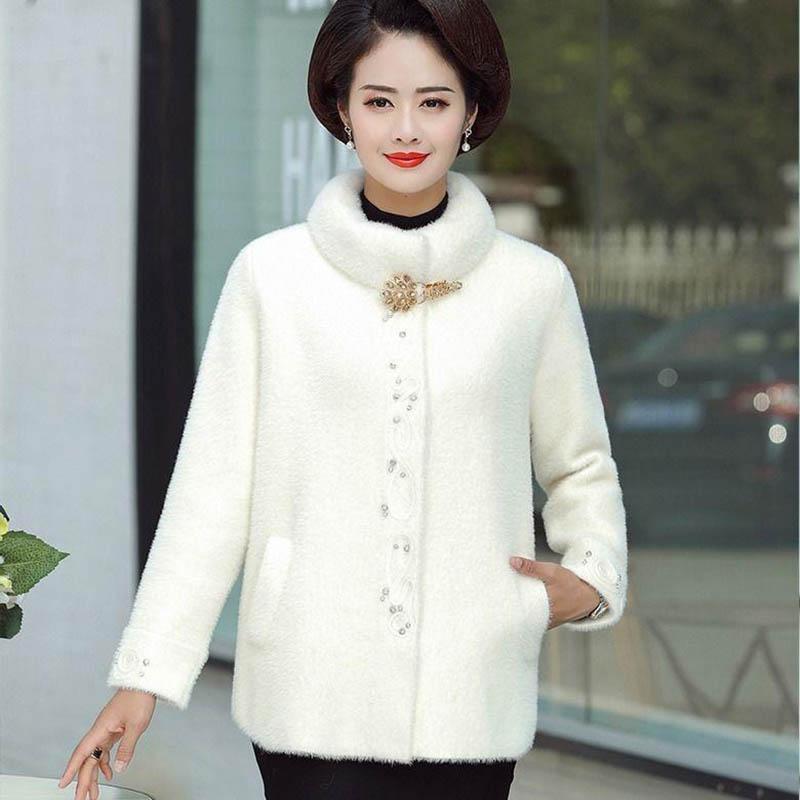 Mother Wear Autumn and Winter Coat Noble Imitation Mink Velvet Coat Middle-aged and Elderly Fashion Windbreaker