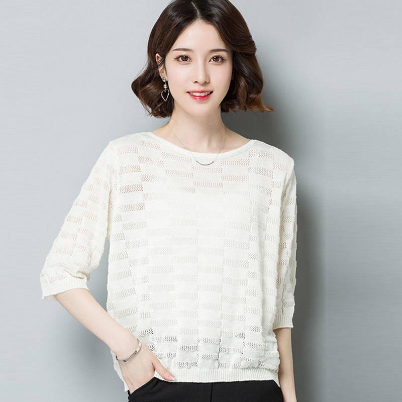 Comfortable Loose Openwork Sweater Autumn Sweater Women's Wild Women's Round Neck Sleeve