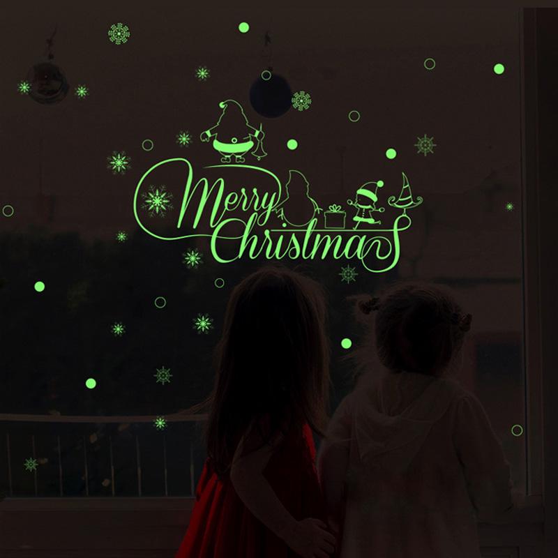 [sticker ]Merry Christmas Luminous Wall Stickers For Kids Rooms House Window Festival Decals Diy Ho