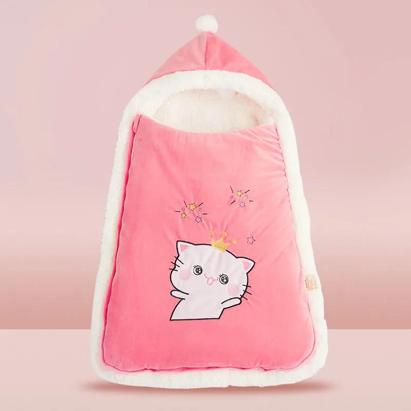 Winter Baby Sleeping Bag Anti Kick Quilt Plush Warm Newborn Anti Jump Swaddle Thickened Double-sided Plush Wind Proof Quilt