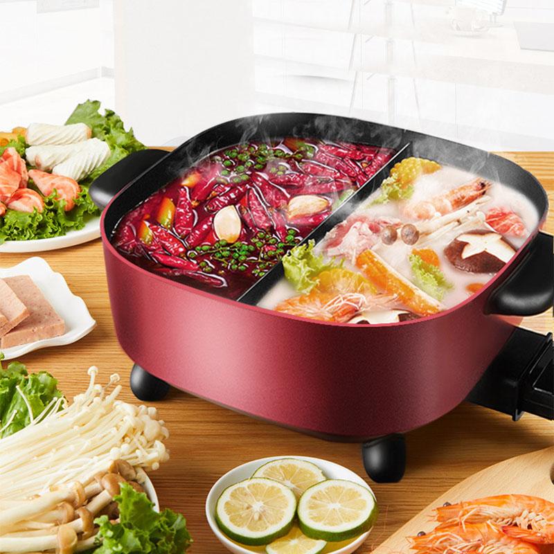 Multifunctional Electric Cooker Household Electric Pot Large-capacity Mandarin Duck Pot Electric Wok Skewers 5L Cookware