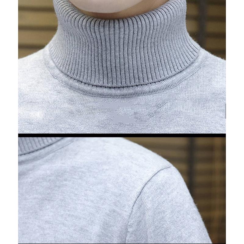 Men's Turtleneck Sweater Autumn Winter Casual Sweater Men's Slim Fit Knitted Pullovers Jumper