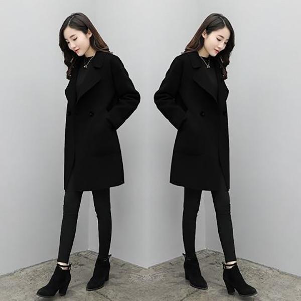 Autumn and Winter Women's Mid-length Woolen Coat Fashionable Large Size Woolen Coat Loose Small Woolen Coat