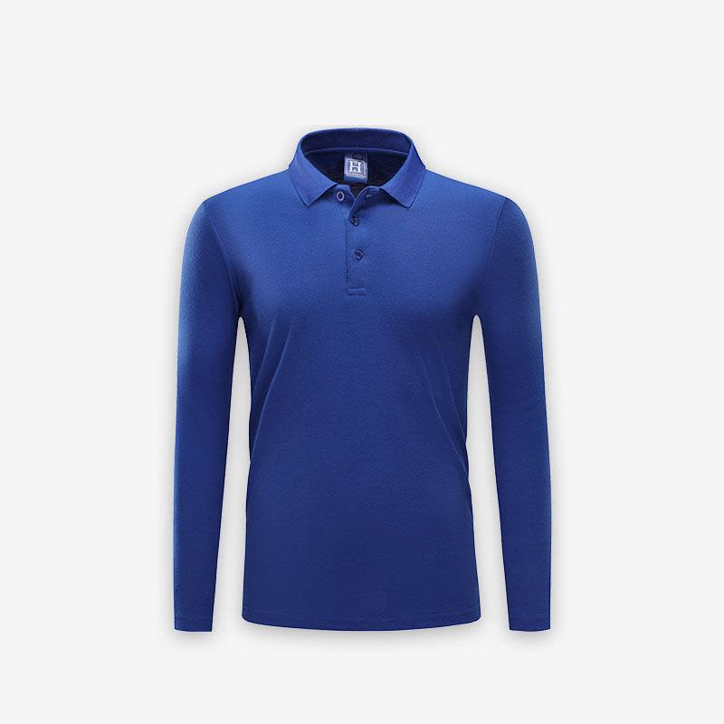 Fall Long-sleeved POLO Shirt Solid Color Lapel Long-sleeved T-shirt Can DIY Text and Patterns