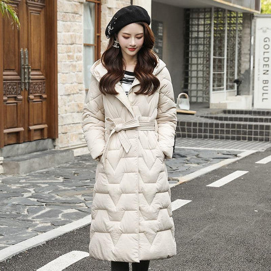 Winter Fashion Trend Slim Women Mid-length Korean Style Hooded Thick Warm Padded Jacket