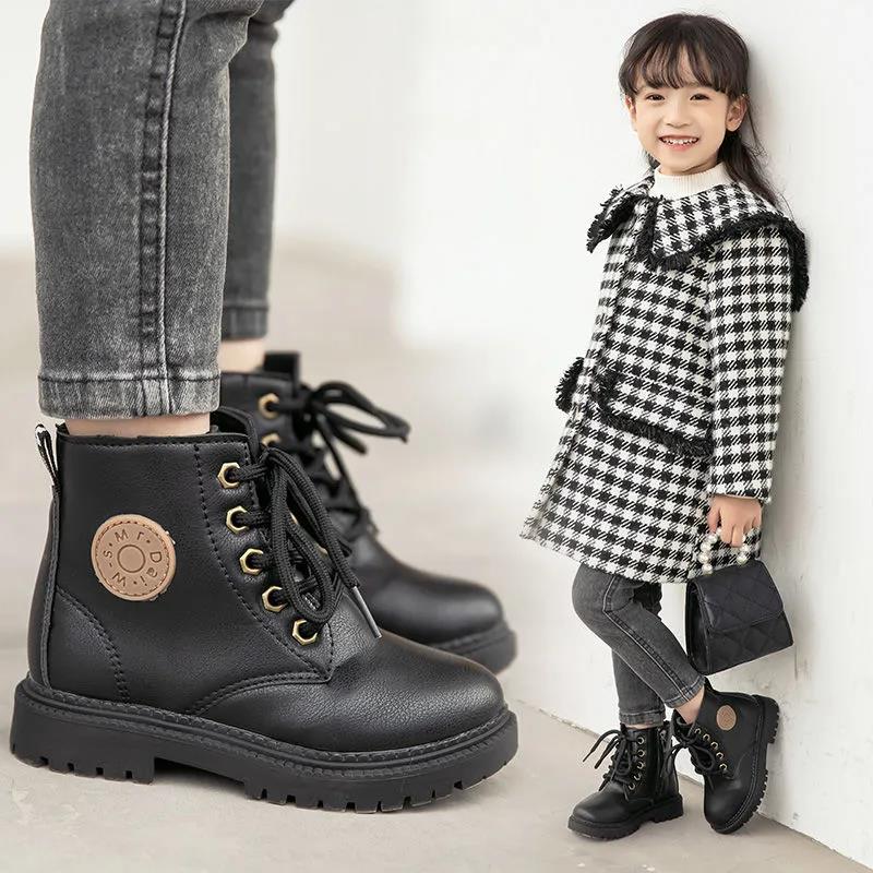 Children's Martin Boots Girls and Boys Winter Autumn Little Princess Single Boots British Style Children Casual Short Boots