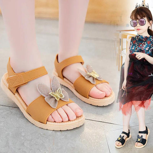 Girl Shoes Butterfly-knot Non-slip Soft Kids Toddler Baby Shoes Summer Korean Children's Girls Princess Open Toe Beach Sandals