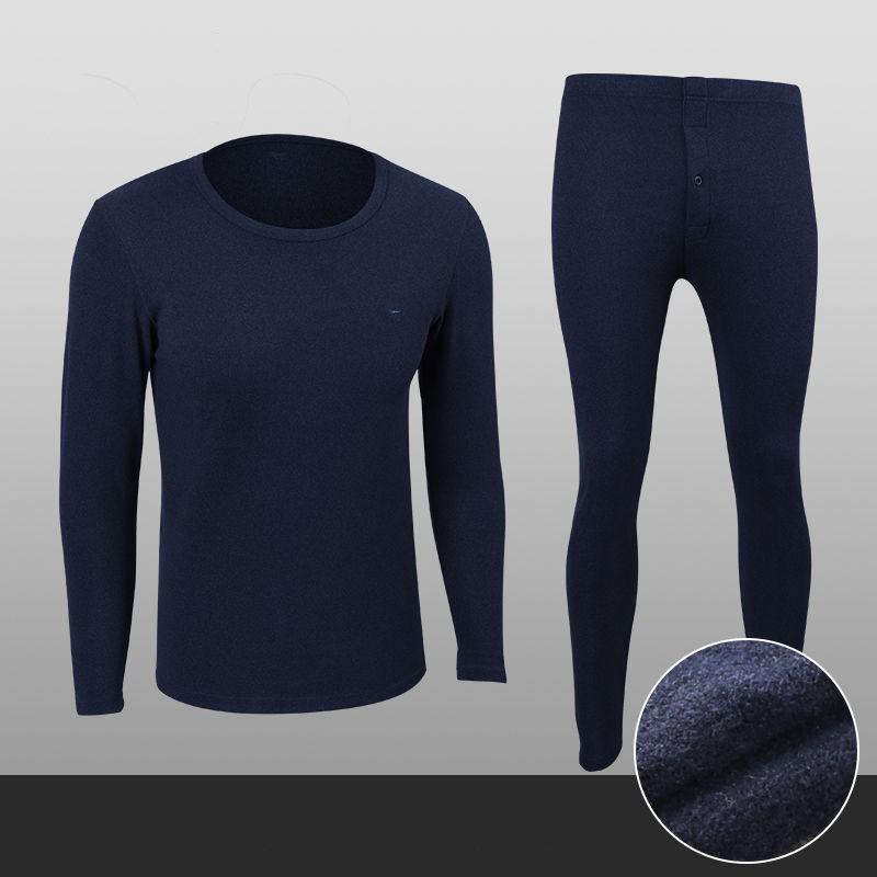 Men Winter Thermal Underwear O-neck Autumn Clothes Tight Suit Thicken Windproof Comfortable Soft Lining Long Sleeve Wearable Versatile Spring Pajamas