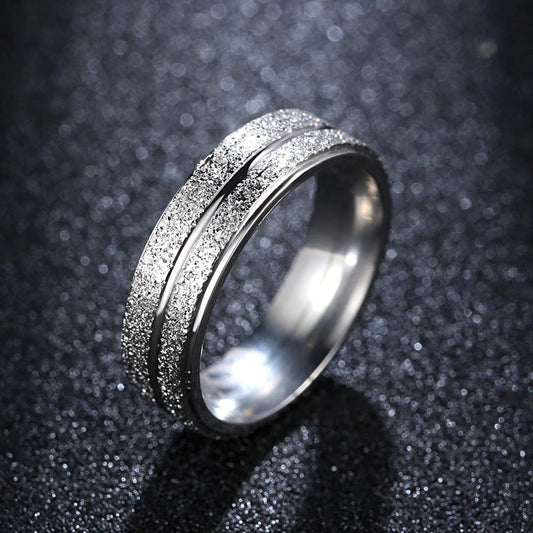 Simple Silver Frosted Couple Ring Wide Ring Proposal Ring Gift Jewelry for Women and Men Accessories