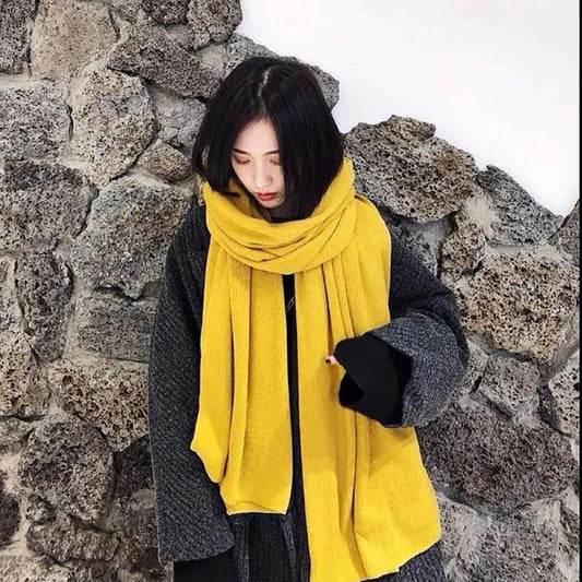 Autumn and Winter Women's Scarf Imitation Cashmere Thickening Fashion Warm Scarf Pure Color Wild Scarf Shawl