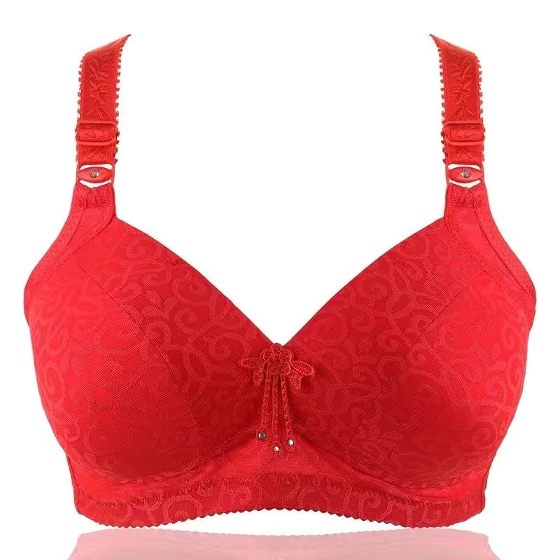 Obesity Plus Size Cup Bra Middle-aged and Elderly Mothers No Steel Ring Thin No Traces Gather Comfortable Women's Underwear