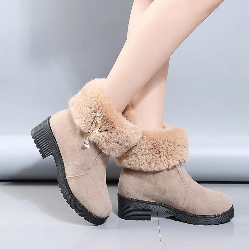 Snow Boots Women's Autumn and Winter Martin Boots Big Cotton Short Boots Women's Shoes Plus Velvet Thick Cotton Shoes