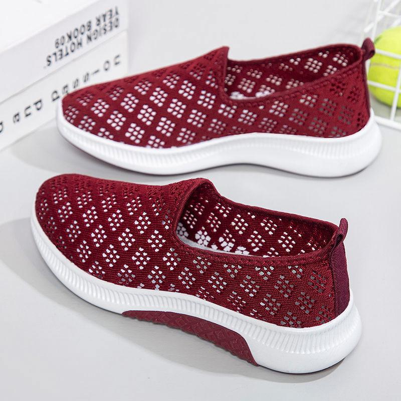 Summer Mesh Shoes Ladies Fly Woven Mesh Shoes Breathable Leisure Sports Low-top Non-slip Running Shoes