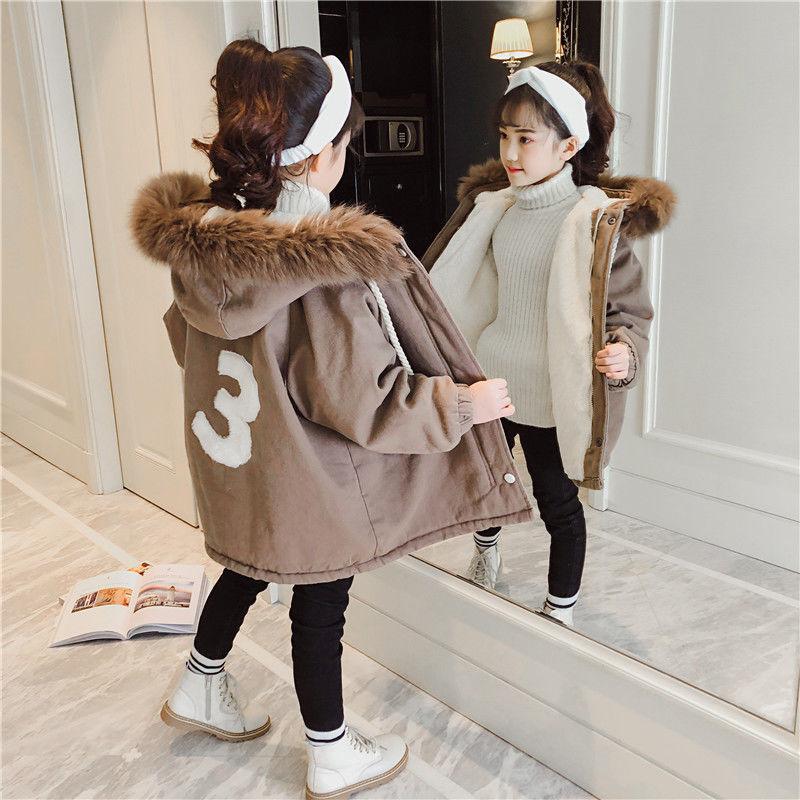 Girls Keep Warm Winter Korean Style Quilted Padded Jacket Women's Mid-length Cotton Coat