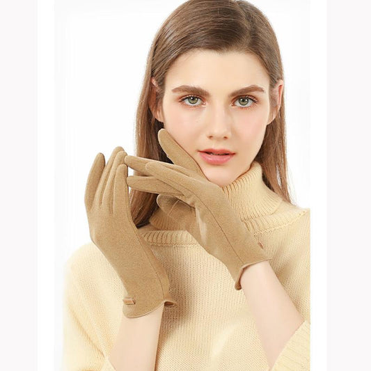 Women's Winter Warm Gloves Velvet Cold-proof Show Two-finger Thumb Index Fingers Simple Solid Touch Screen Office Typing Velvet Self-heating Mittens