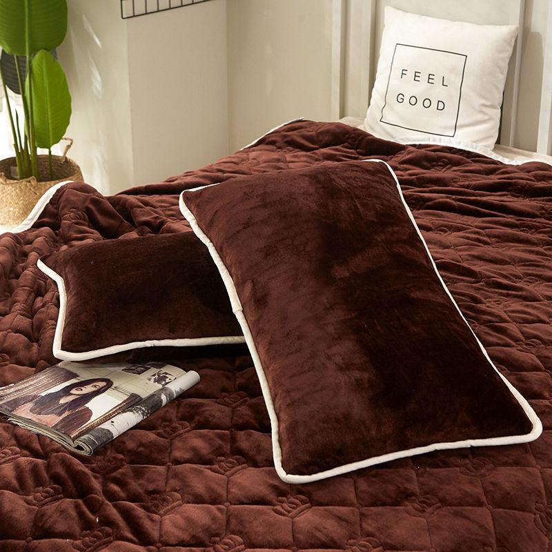 Coral Velvet Pillowcase Flannel Pillow Cover Winter Thicken A Pair of Pure Color Zipper Pillowcases 48*74cm