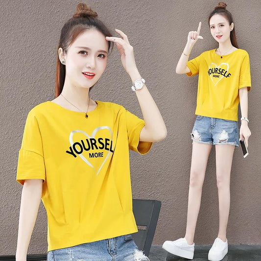 Short Sleeve T-Shirt Ladies Summer Korean Style Loose Top All-match Comfortable T-Shirt