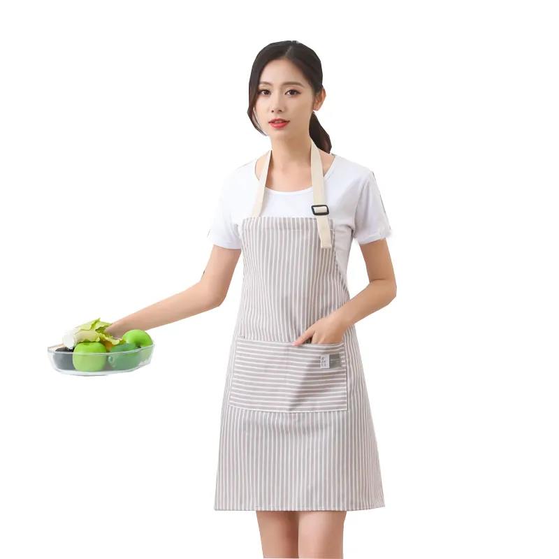 Home Work Apron Strap Solid Color Cotton Linen Ladies Anti-fouling Oil-proof Breathable Shoulder Waist Adjustable Apron Housework Overalls