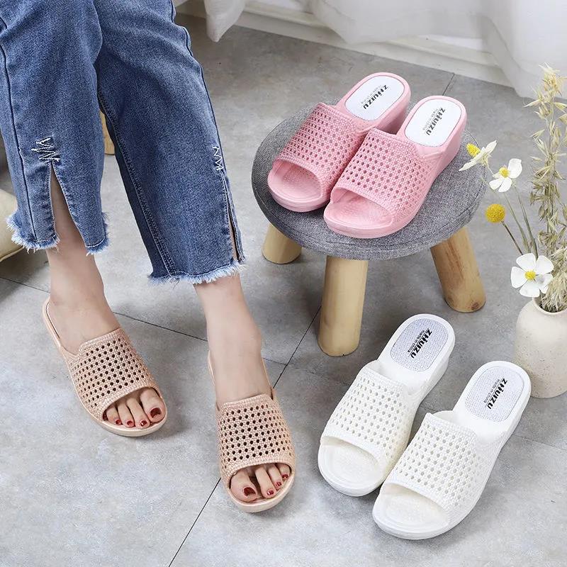 High-heeled Sandals and Slippers Ladies Wedge Heels Non-slip Go Out Wear Thick Bottom Comfortable Light and Comfortable Indoor Bathroom Bath