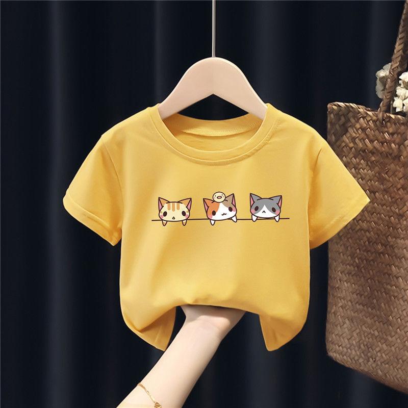 Summer Kids Cute Printing T Shirts Short Sleeve Tops Korean Style O-neck Loose T Shirts For Children Girls and Boys