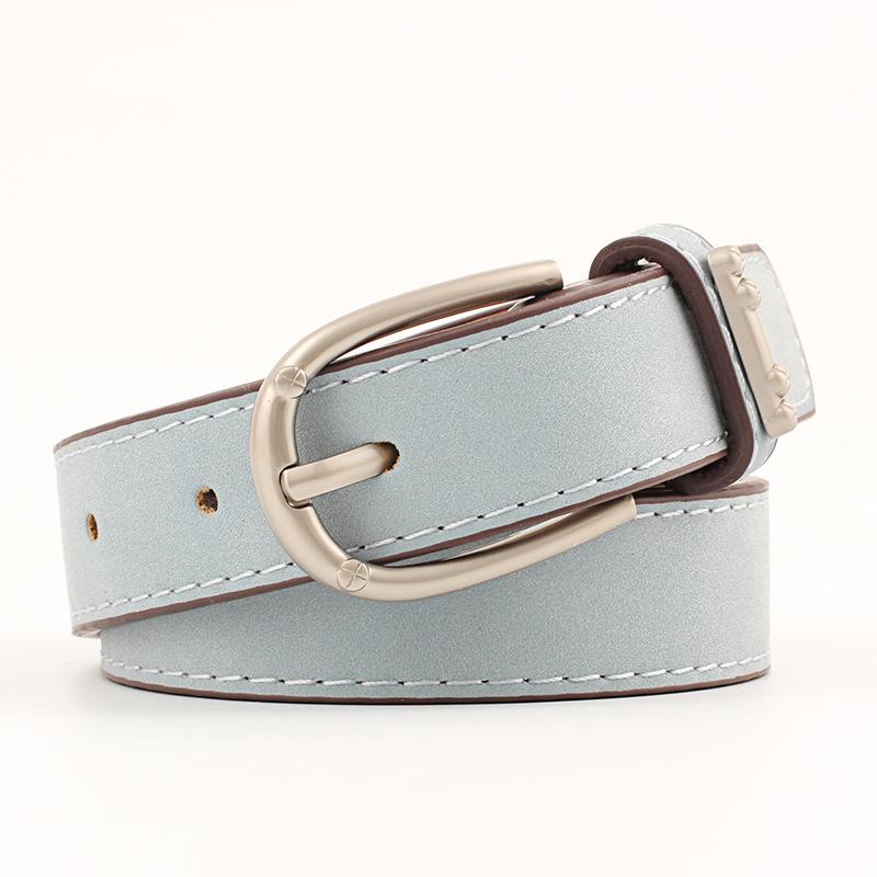 Fashion Concise Accessories Ring Belt Women Pu Leather Pin Buckle Flat Belt