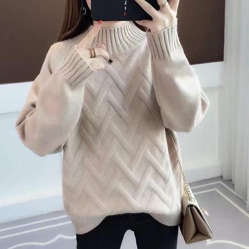 Cold-proof Solid Color Turtleneck Sweater Female Autumn Large Size Warm Sweater Thickening