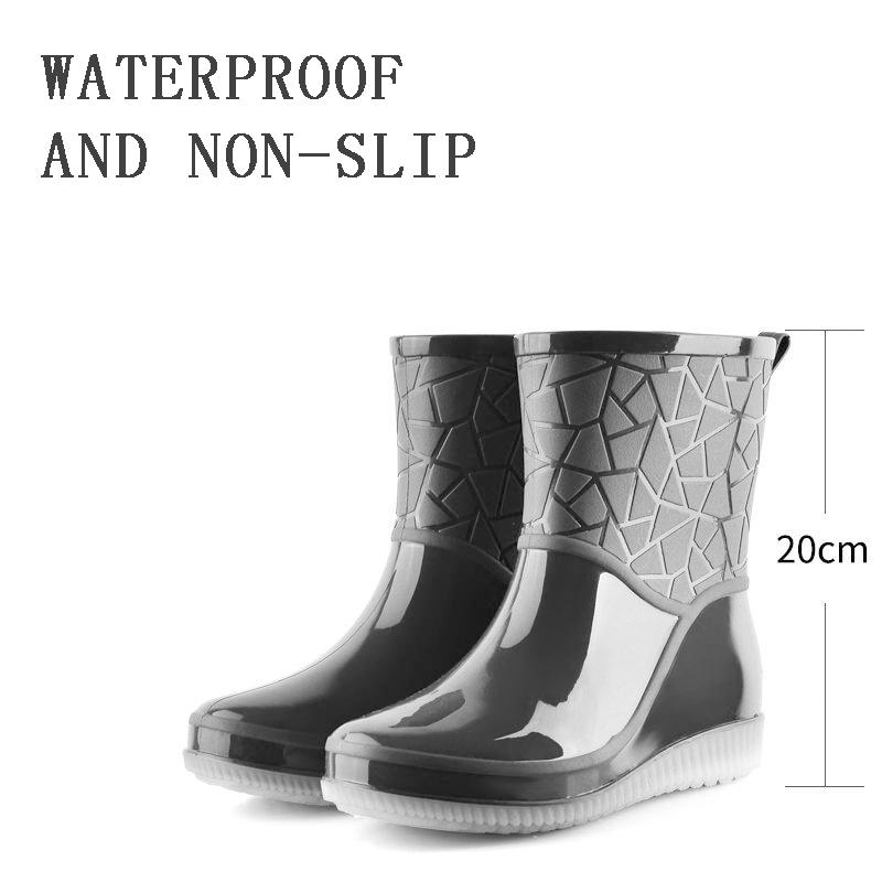 Fashion Ladies Rain Boots Adult Mid-low Rain Boots Non-slip Wear-resistant Wild Thick Water Boots Working Women Overshoes