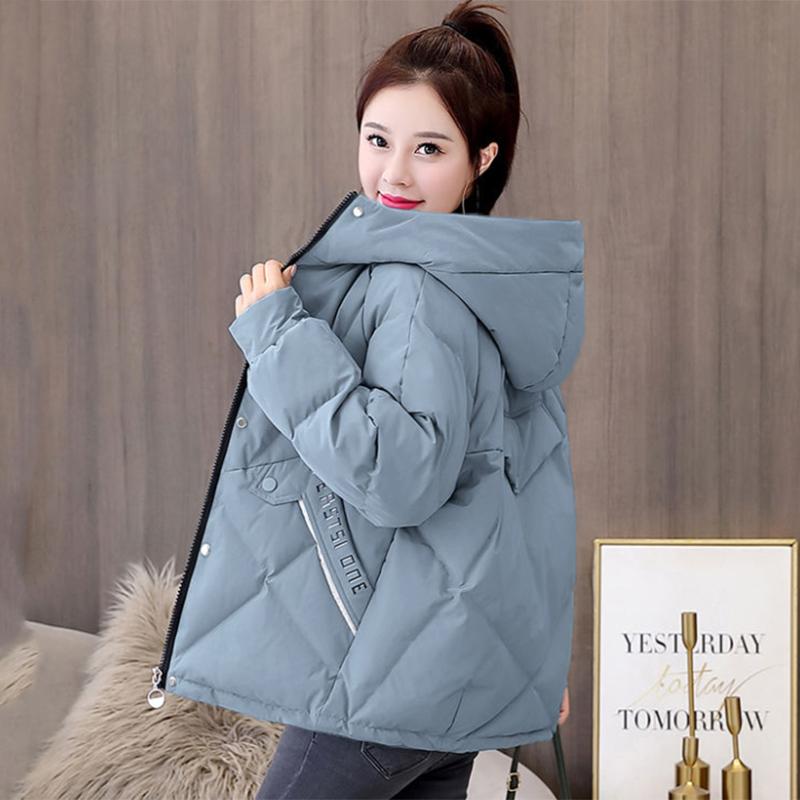 Women's Mid-length Down Jacket Winter Korean Loose Cotton Clothes Casual Hooded Padded Jacket