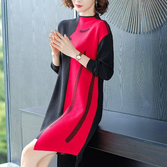 Autumn Knitted Cotton Solid Skinny Women Sweater Dresses Elastic Plus Size Sexy Winter Warm