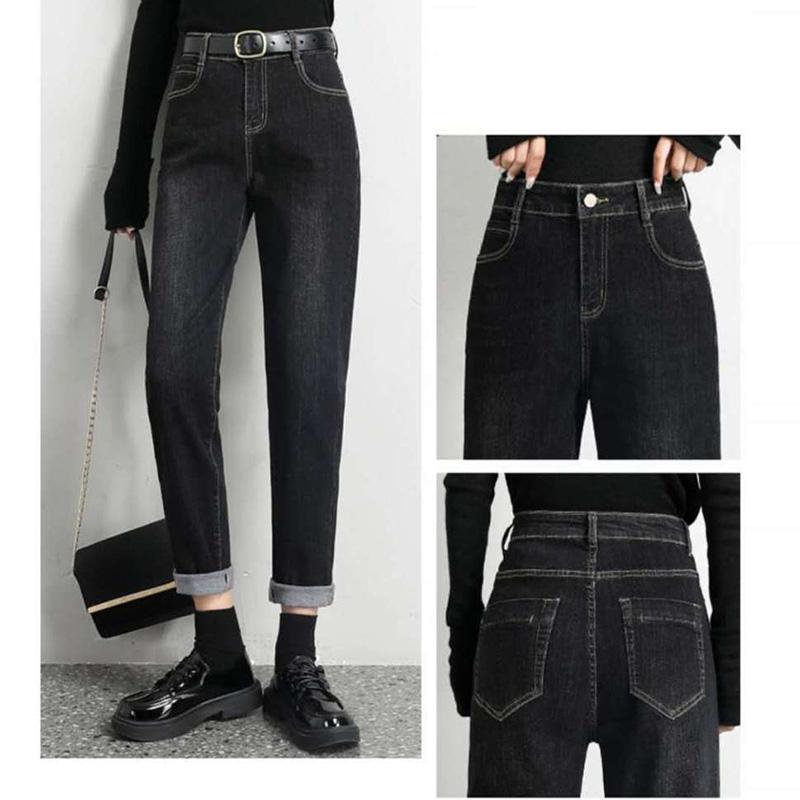 WTEMPO Jeans Women's High Waist Loose and Thin Stretch Straight Harem Cropped Trousers