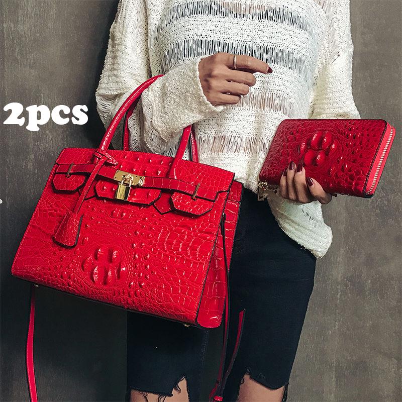 Crocodile Leather Handbag Women Fashion Large Capacity Shoulder Bag Platinum Bag