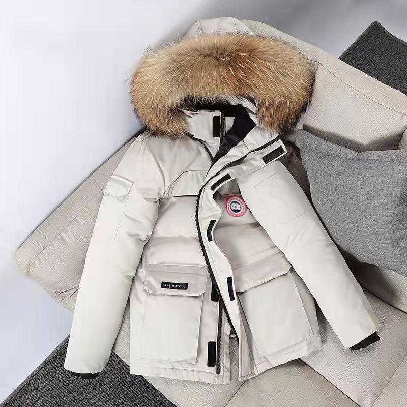 Mid-length Thick Down Jacket Lovers Suit Tooling Men's Jacket White Duck Down Goose Down Windproof Student Padded Jacket