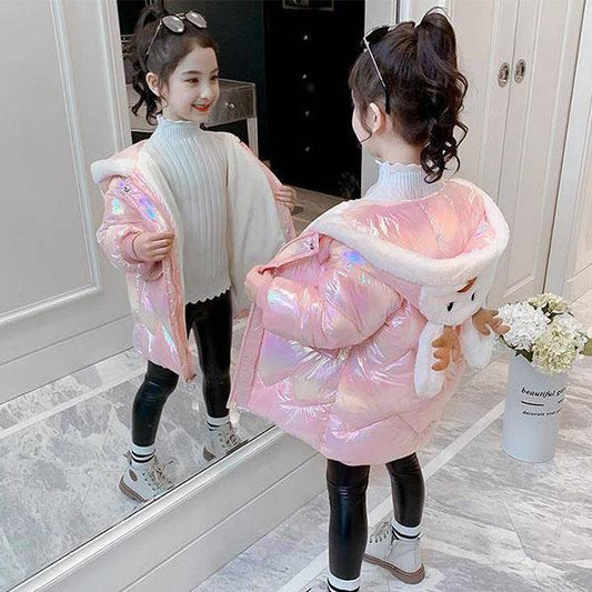 Winter Children's Thicker Girls' Cotton-padded Jackets, Large Children's Girls' Cotton-padded Jackets, Mid-length Jackets