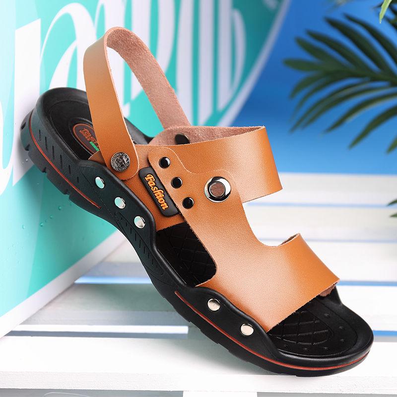 Summer Sports Sandals Men Leather Classic Sandals Slipper Male Beach Shoes Trekking Casual Footwear