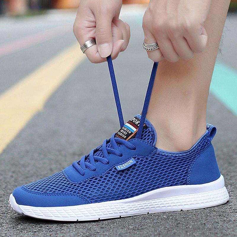 Plus Size 39-47 Summer Men Sneakers Lightweight Breathable Basketball Running Shoes Deodorant Flying Woven Mesh Casual Shoes