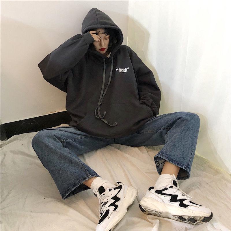 Autumn and winter sweater cotton women's sweatshirt wild large size long sleeve warm hooded tops