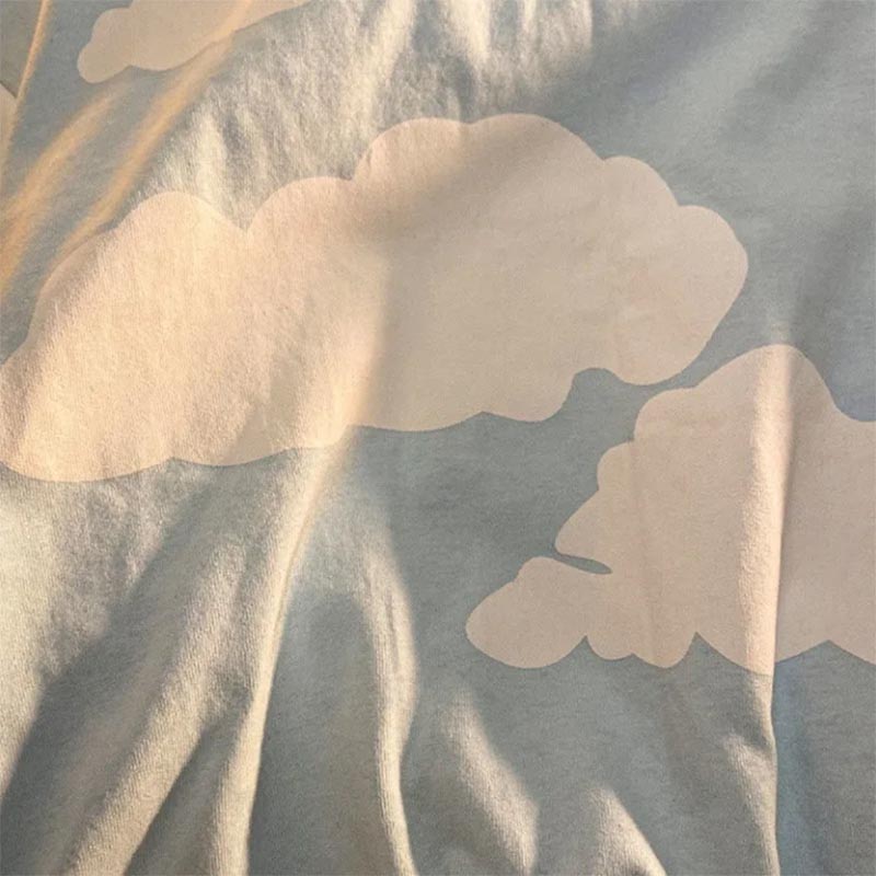 Cloud Print T-shirt Top Fresh Neutral Style Short-sleeved Korean Loose Clothes Trendy