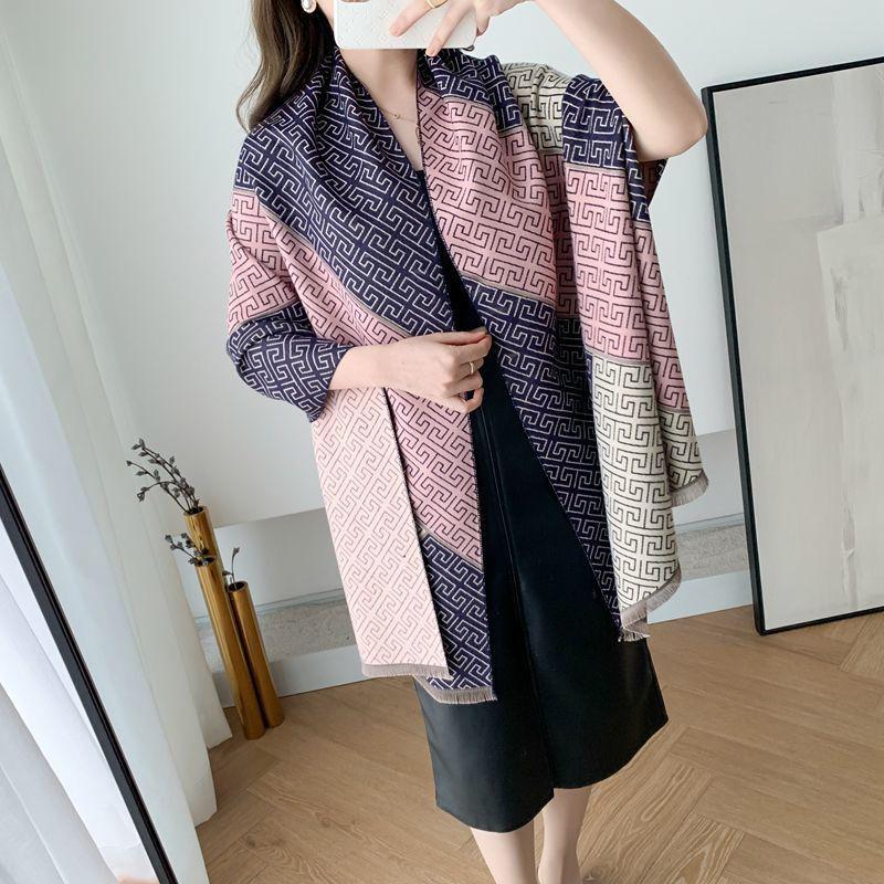 Women's Winter All-match Thickened Air-conditioned Room Warm and Soft Wrapped Double-sided Scarf Oversized Cashmere Shawl Dual-use