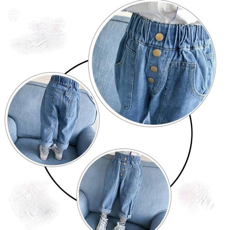 Children's Jeans Boys and Girls' Spring and Autumn Korean Style Casual Pants with Loose Embroidery Denim Pants