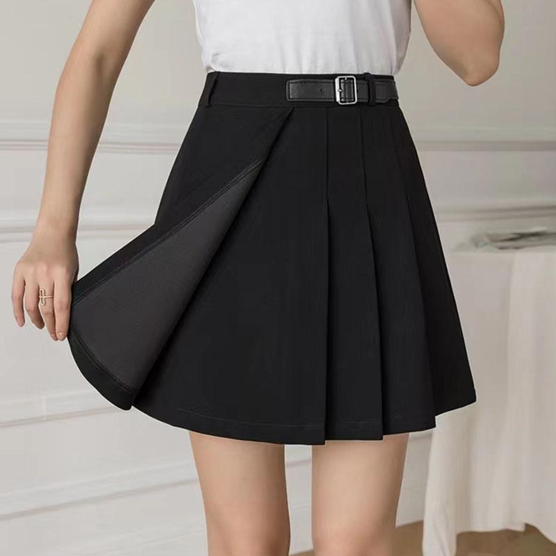 Woman Skirts High Waist Pleated Skirt Female Irregular Thin A-line Short Skirt Solid Color Hip Skirts Girls School Uniform Skirt