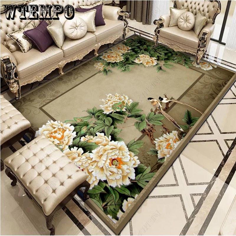 Chinese Style 3D Floral Pattern Carpet for Living Room Area Rug Children Floor Mat Cloakroom Rugs