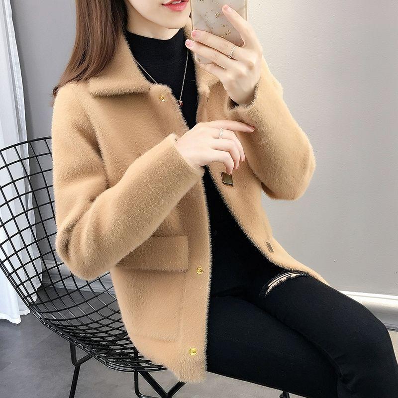 Long sleeve warm Windbreaker Large size Woolen coat autumn and winter large size Woman's clothing