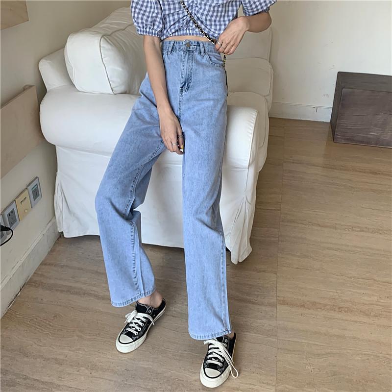 Woman Jeans High Waist Clothes Wide Leg Denim Clothing Blue Streetwear Vintage Quality Straight Pants