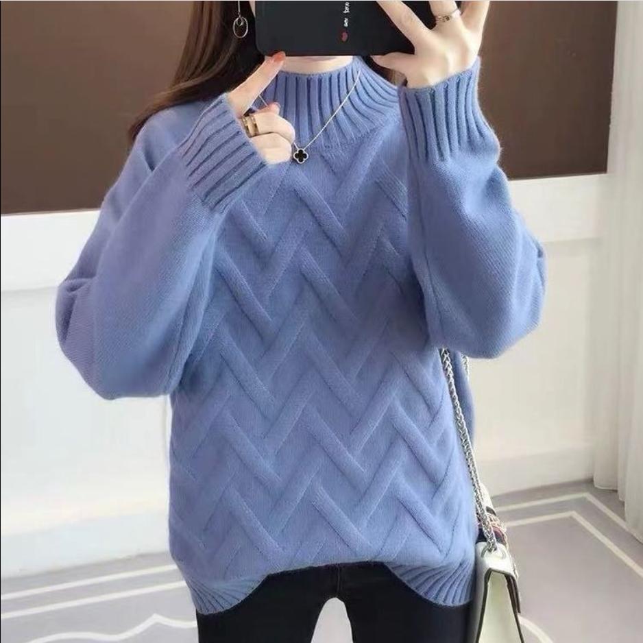 Cold-proof Solid Color Turtleneck Sweater Female Autumn Large Size Warm Sweater Thickening