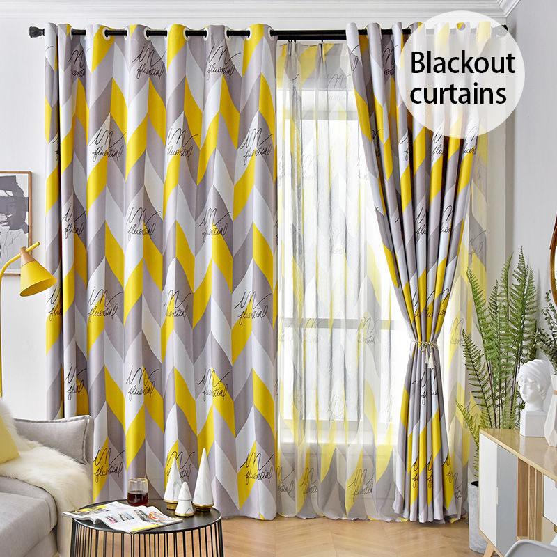 Living Room Curtains Nordic Minimalist Modern Bedroom Shading Curtains for Renting Rooms Full Blackout Curtains