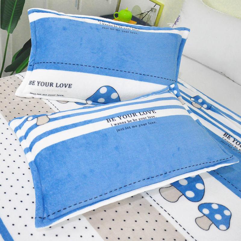 Coral Velvet Pillowcase Flannel Pillow Cover Winter Thicken A Pair of Pure Color Zipper Pillowcases 48*74cm